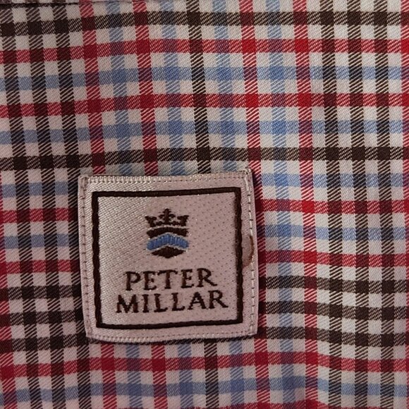 Peter Millar Men Large Multicolor Plaid Long Sleeve Button Up Shirt 100% Cotton - Picture 15 of 16